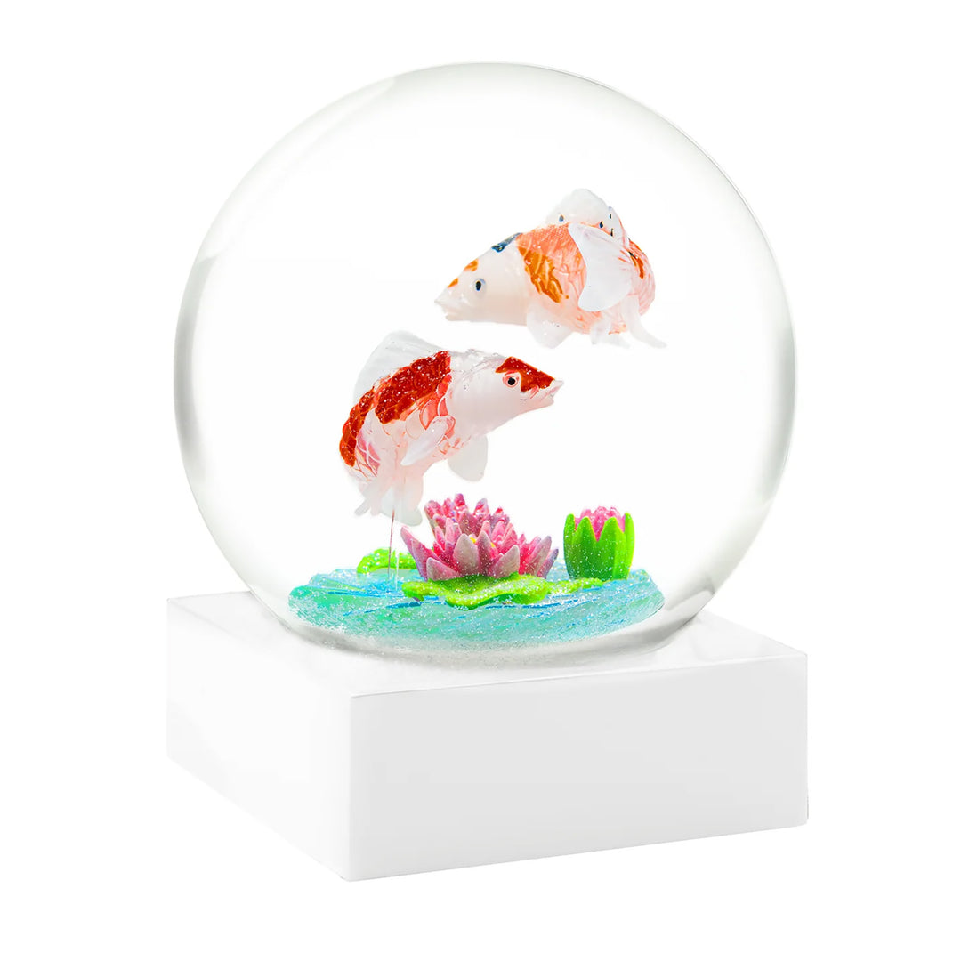 Koi Fish by Cool Snow Globe, front view.