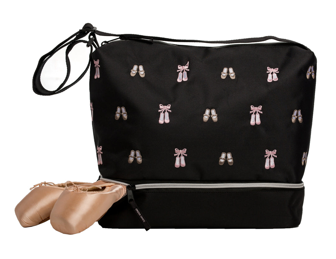 Horizon Dance 5602 Daisy Embroidered Ballet and Tap Dance Small Tote Bag with Shoe Compartment