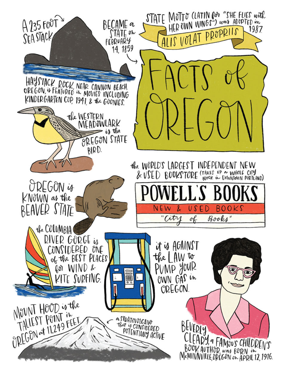 Medium zoom view, unpackaged, showing the whole State Facts design printed on the towel.