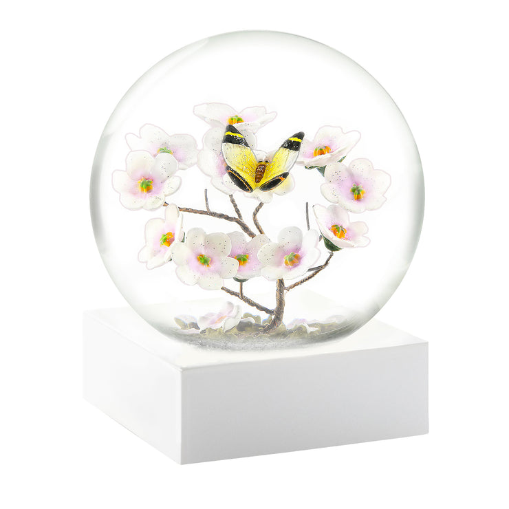 Butterfly Branch by Cool Snow Globes, white base, front view.