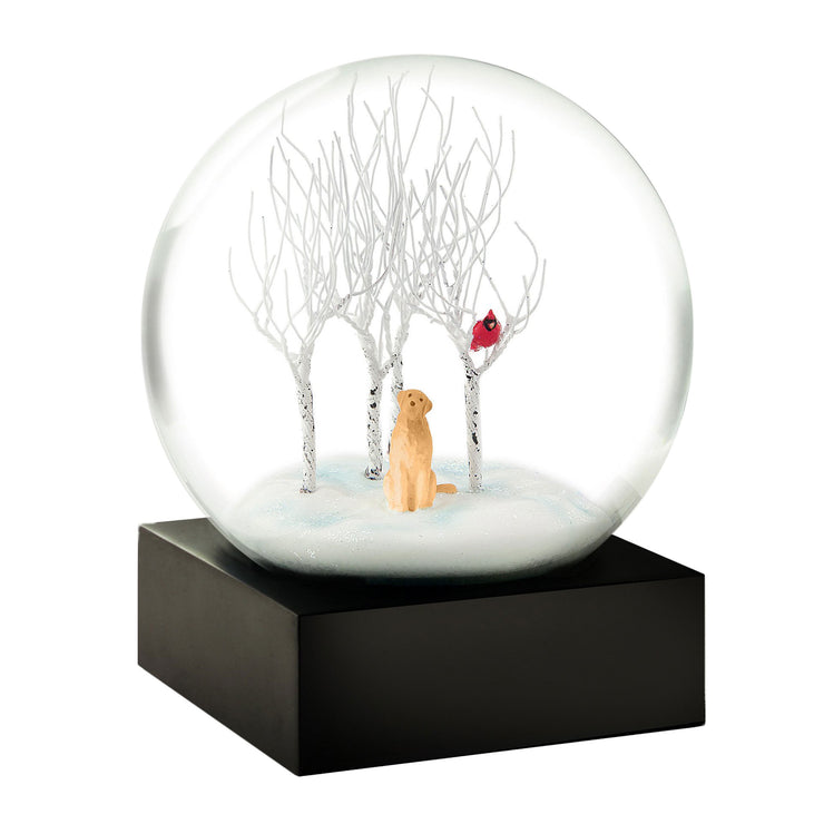 Golden Lab in Woods Snow Globe by CoolSnowGlobes.